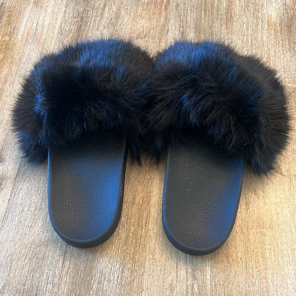 Faux Fur Slides Sandals Women's 10 - Picture 2 of 6